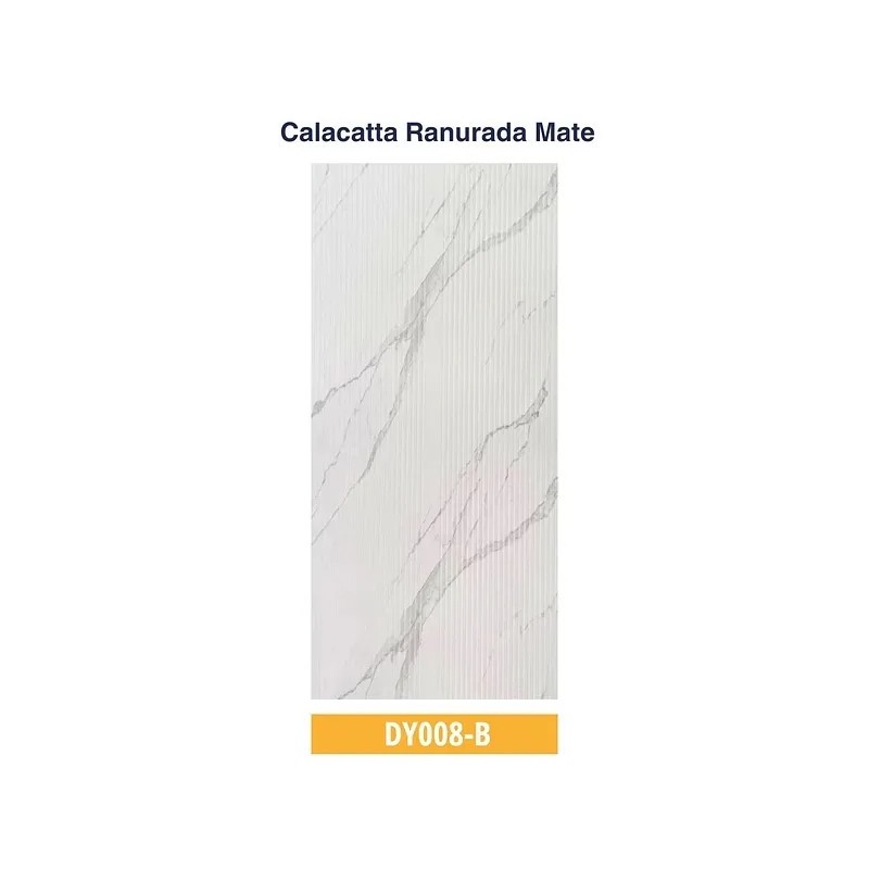 Plancha marmoleada Calacatta Ranurada Mate 122x244cm