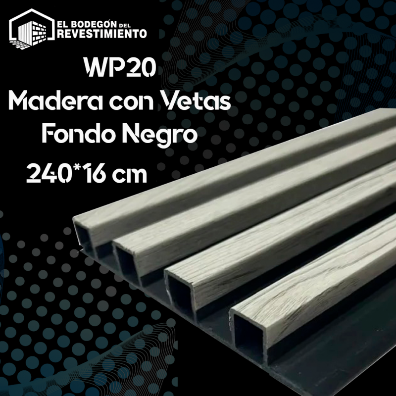 WALL PANEL ECO NEGRO MADERA CON VETAS