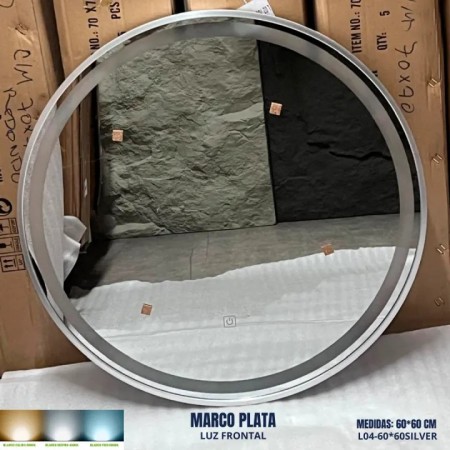 ESPEJO LED L04 MARCO PLATA