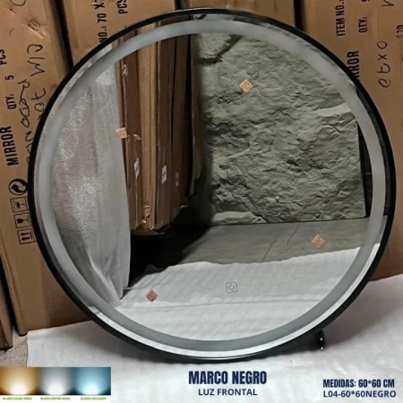 ESPEJO LED L04 MARCO NEGRO