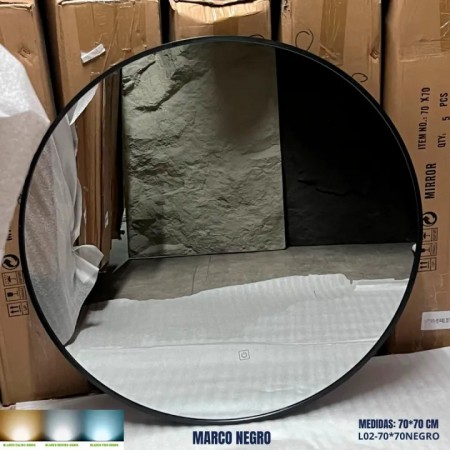 ESPEJO LED L02 MARCO NEGRO