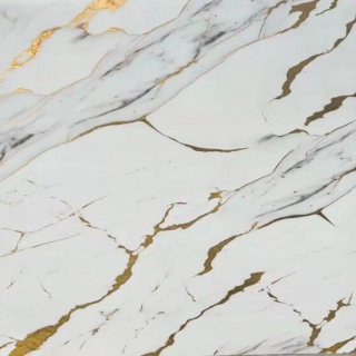 PLANCHA PVC MARMOL BLANCO GRIETAS DORADAS F6B GOLD
