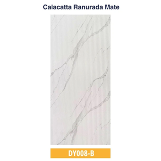 Plancha marmoleada Calacatta Ranurada Mate 122x244cm