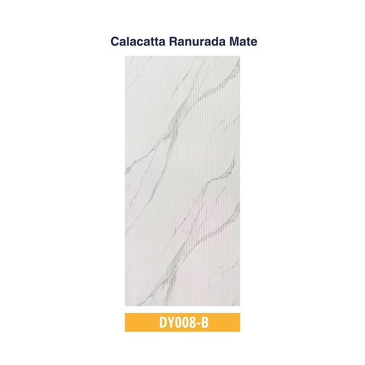 Plancha marmoleada Calacatta Ranurada Mate 122x244cm